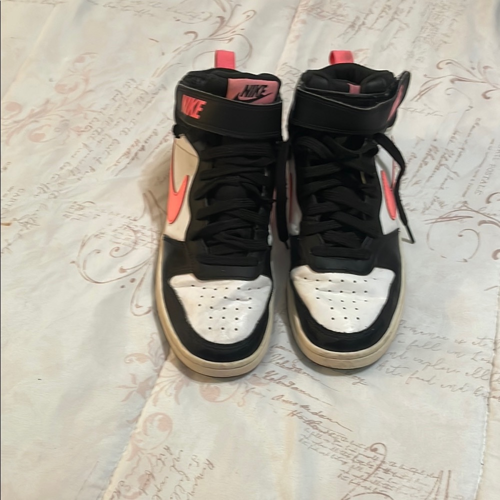 Nike Black and Pink High-Top Sneakers